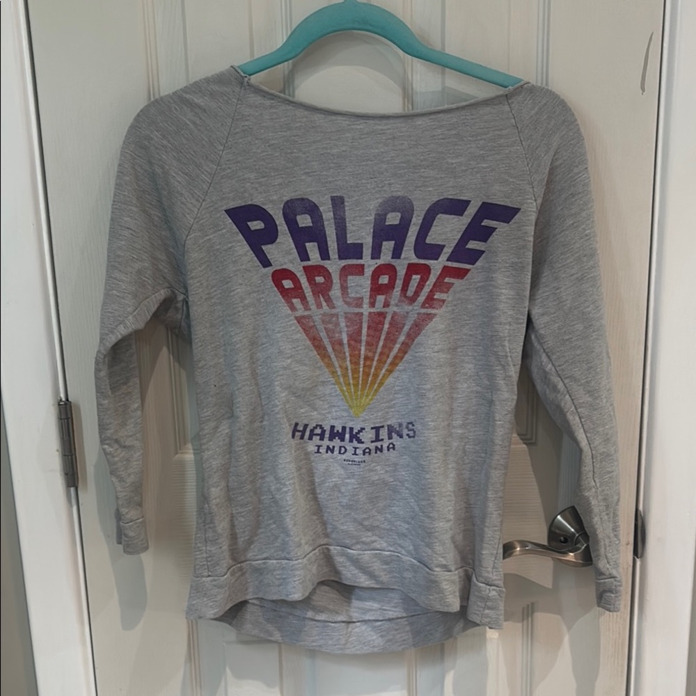 Heather Gray 3/4 Sleeve Retro Graphic long Sleeve T-Shirt